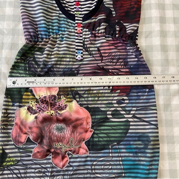 Cute little one Desigual dress 3/4 sleeves striped and floral embellishments XS - Picture 12 of 16